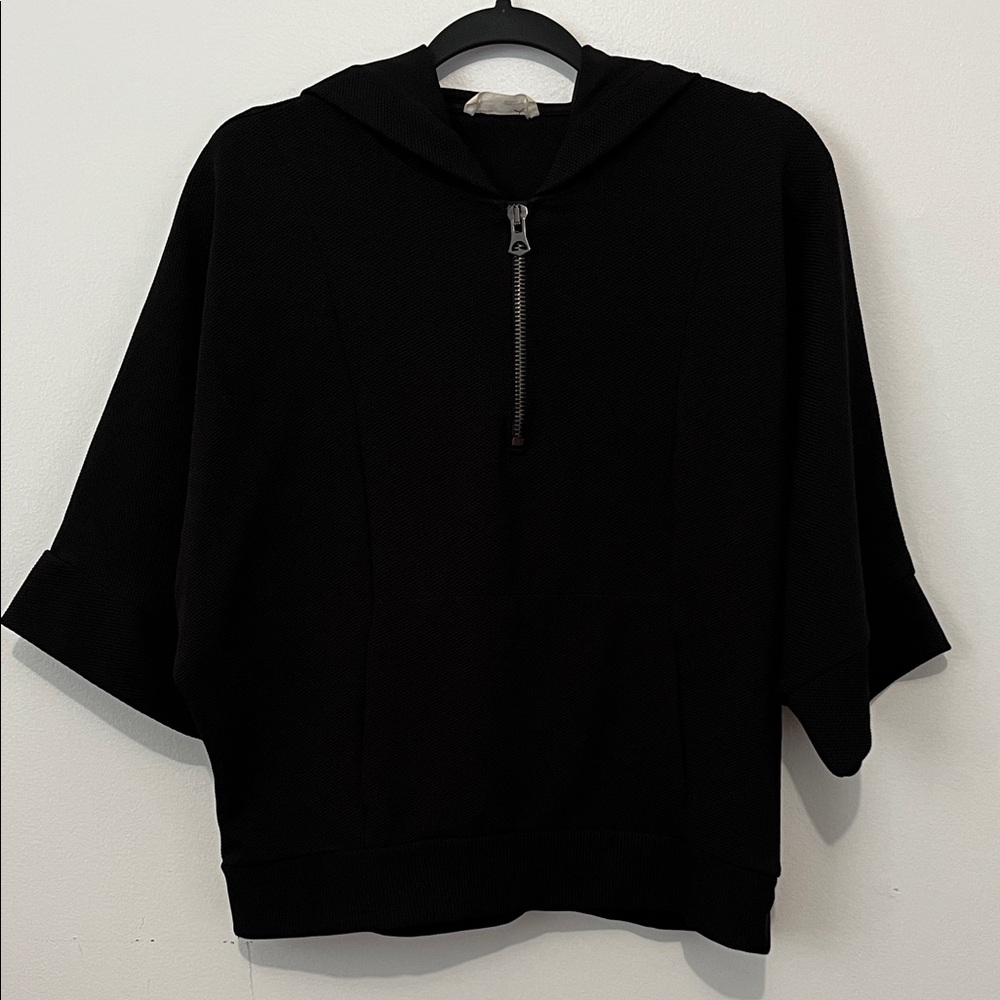 Zara Black Hooded Poncho with Zipper
